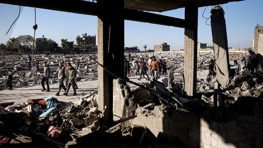 Rubble from bombing in the southern Gaza city of Rafah, where Israel has repeatedly threatened to send in ground troops