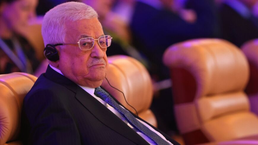 Palestinian president Mahmud Abbas at the World Economic Forum special meeting in Riyadh