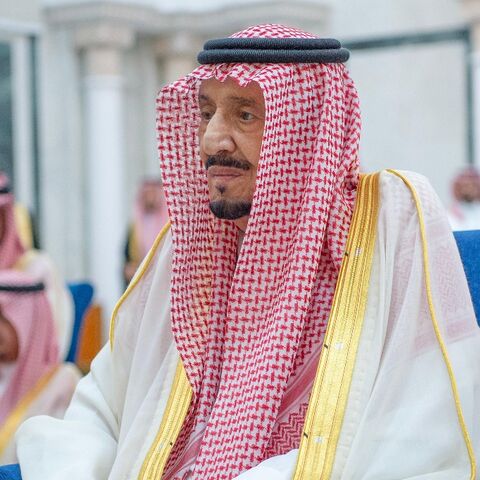 Saudi Arabia's ageing King Salman, seen here performing Eid Al-Fitr prayers on April 10, has been admitted to hospital for "routine examinations"
