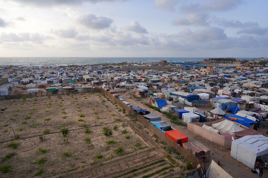 A camp for displaced Palestinians in Deir al-Balah, central Gaza 